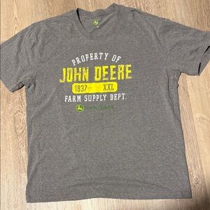 John Deere Gray Short Sleeve Tee with Yellow Logo